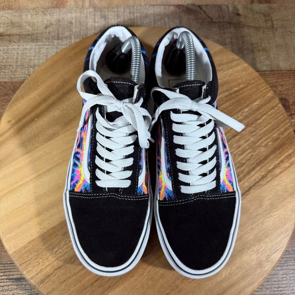 Vans Sneakers Men 8 Women 9.5 Black Lightning Suede Canvas Skate Shoes 751505